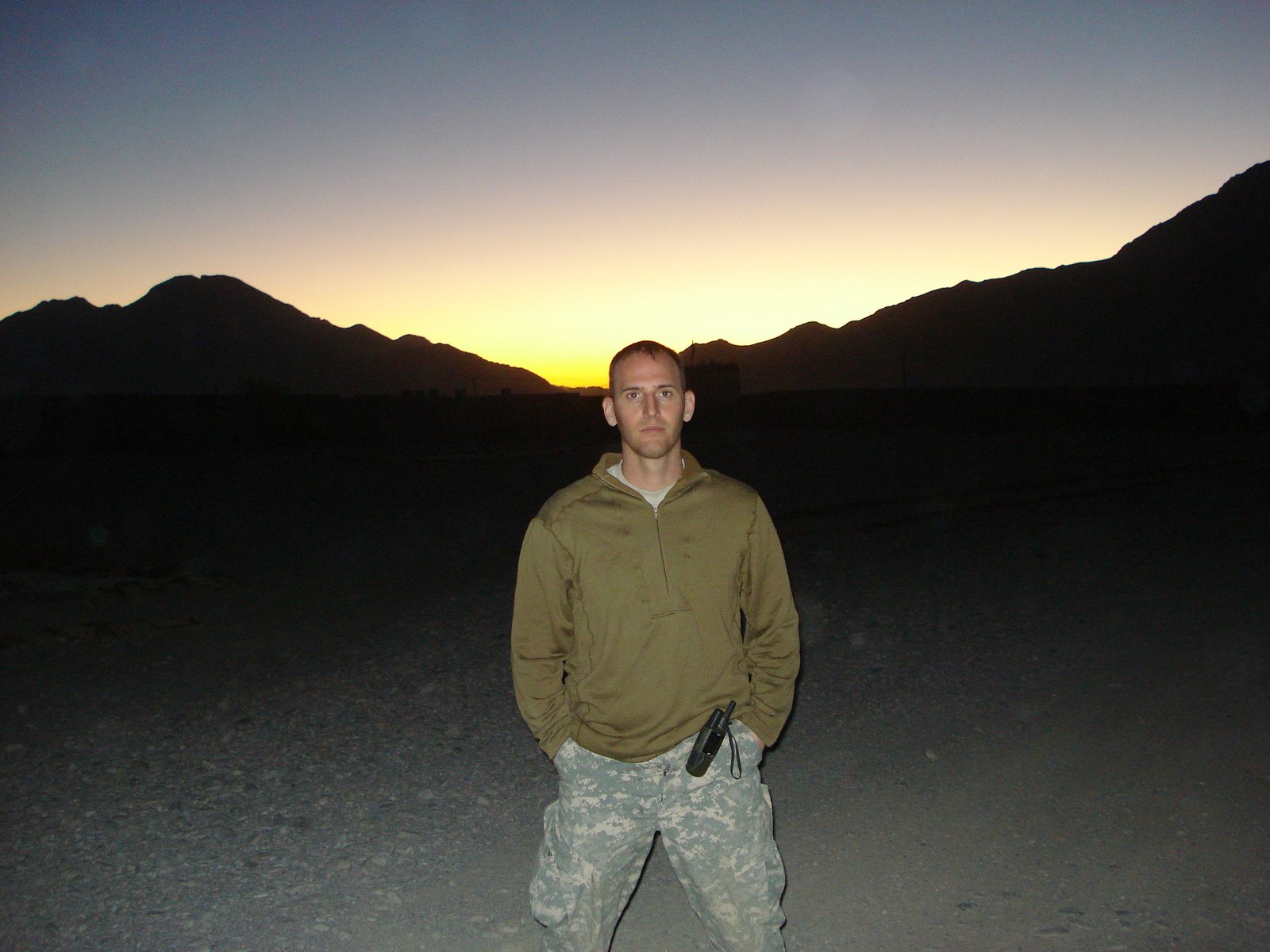 Russ Weaver at sunset in Afghanistan, 2007